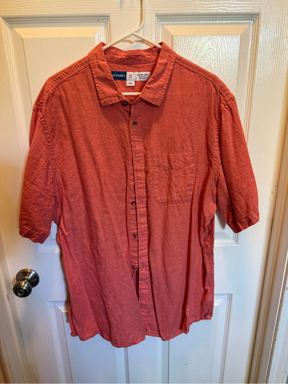Old Navy Men's Short Sleeve Button-Up Shirt - Coral Red